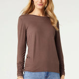 Scrunch Sleeve Crew Neck Tee