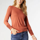 Scrunch Sleeve Crew Neck Tee