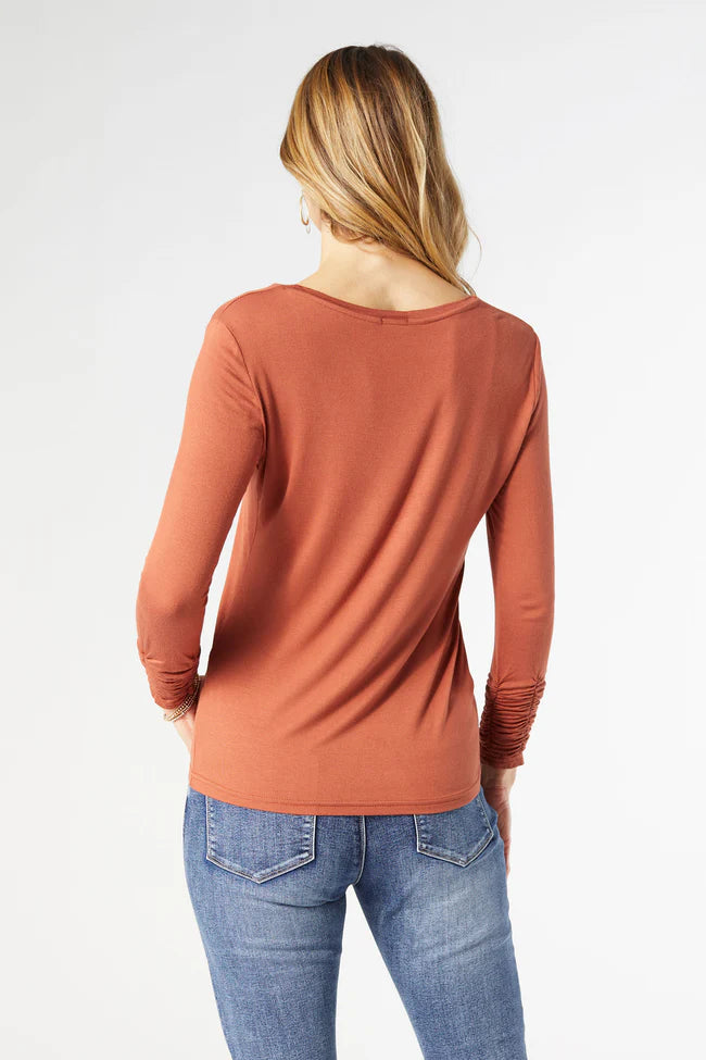 Scrunch Sleeve Crew Neck Tee