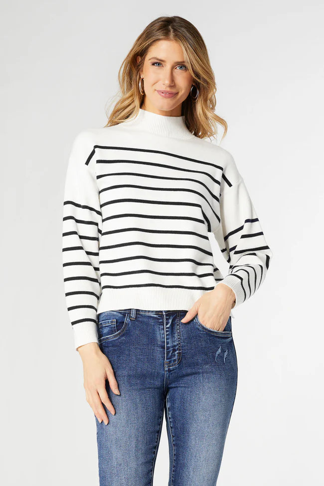 Neve Stripe Mock Neck Sweater