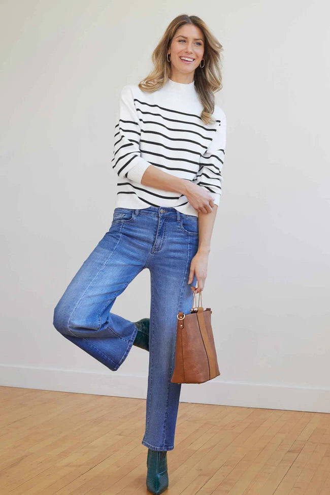 Neve Stripe Mock Neck Sweater