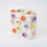 Daisy Flower Wicker Bucket Purse