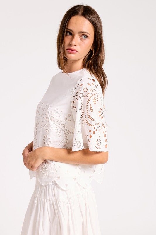 Scallop Embroidered Top