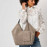 Miranda Stud-Trim Tote with Zip Pouch