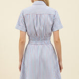Striped A-Line Button Down Mini Dress