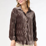 Candus Pleated Velour Top
