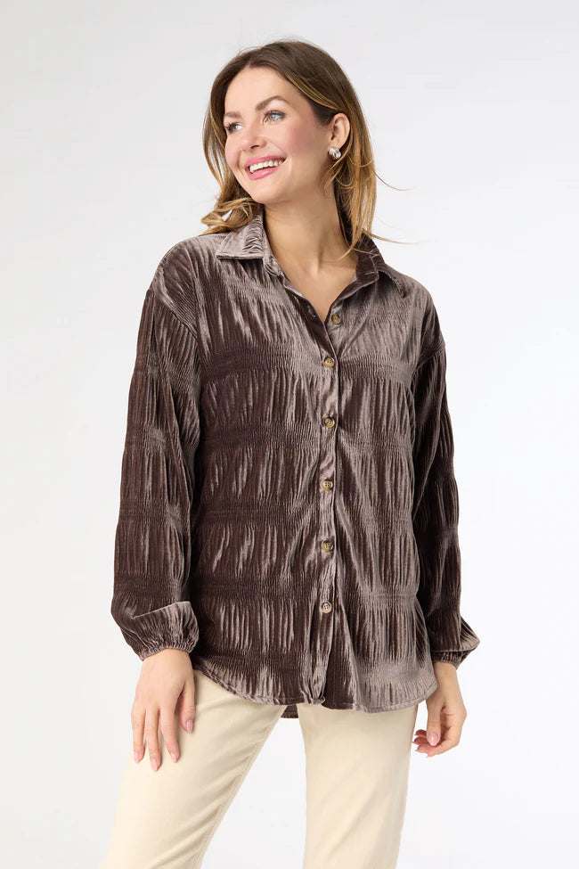 Candus Pleated Velour Top