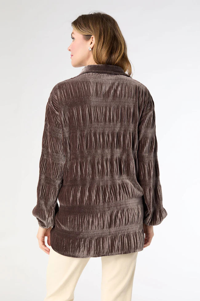 Candus Pleated Velour Top