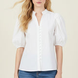Ruffled Collar Puff Sleeve Blouse