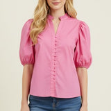 Ruffled Collar Puff Sleeve Blouse