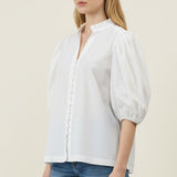 Ruffled Collar Puff Sleeve Blouse