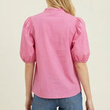 Ruffled Collar Puff Sleeve Blouse