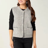 Alana Metallic Vest with Faux Pearls