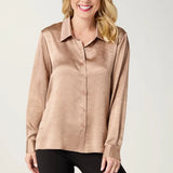 Maryann Metallic Crinkle Button Front Shirt