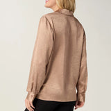 Maryann Metallic Crinkle Button Front Shirt