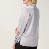 Maryann Metallic Crinkle Button Front Shirt