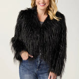 Raven Tinsel Faux Fur Jacket
