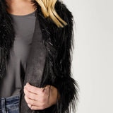 Raven Tinsel Faux Fur Jacket