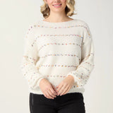 Bonnie Sequin Mini-Pom Boatneck Sweater