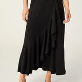 Canyon Faux Suede Skirt with Ruffle