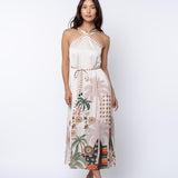 Palm Print Halter Dress