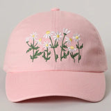 Daisy Bloom Embroidered Cotton Baseball Cap