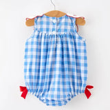Girls 4th Of July Bow Romper