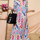 Long Sleeve Print Shirt Dress