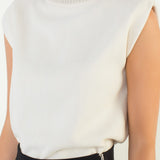 Sleeveless Mock Neck Suede Top