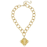 Susan Shaw Queen Elizabeth II Regina Necklace Gold
