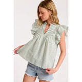 Ruffle Shoulder Striped Top