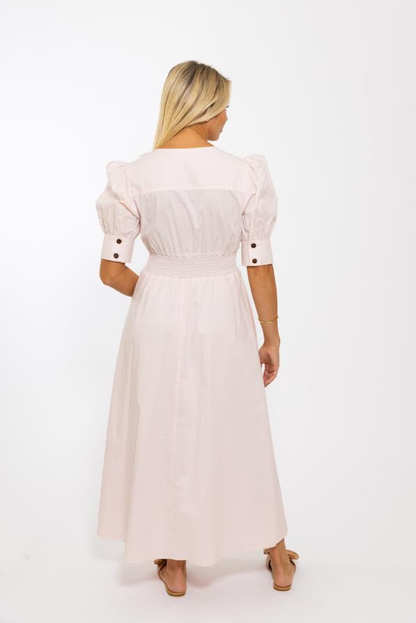 Solid Poplin VNeck Dress