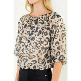 Animal Print Puff Sleeve Top