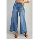 Mineral Wash Ruffle Hem Jeans