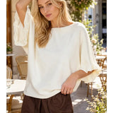 Ruffle Dolman Sweater Top