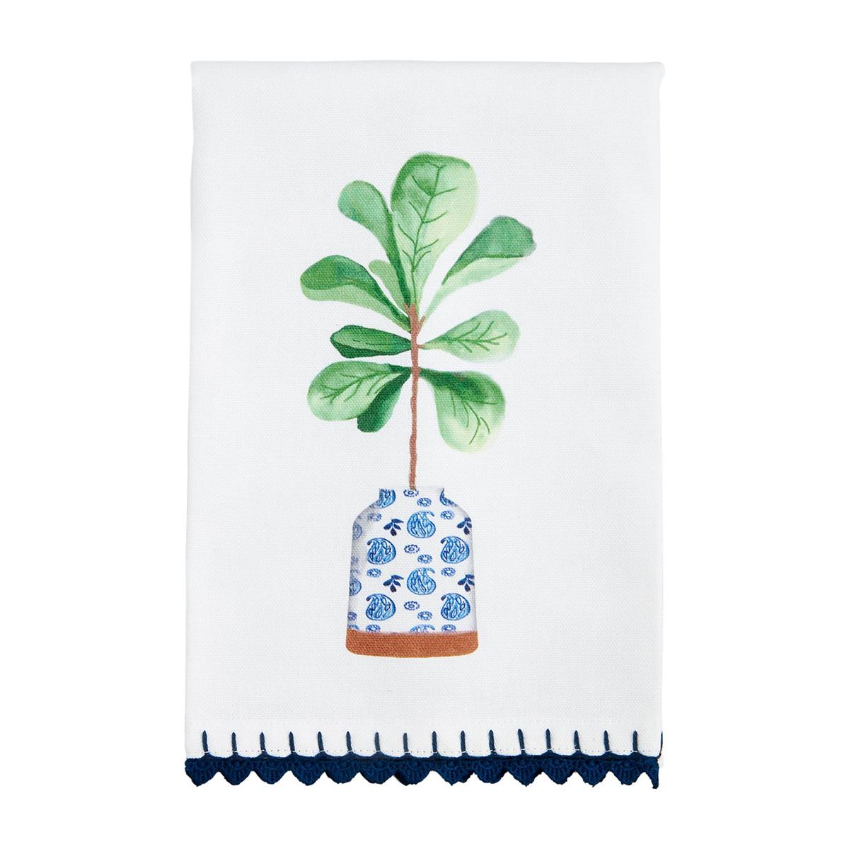 Blue Potted Plant Towel