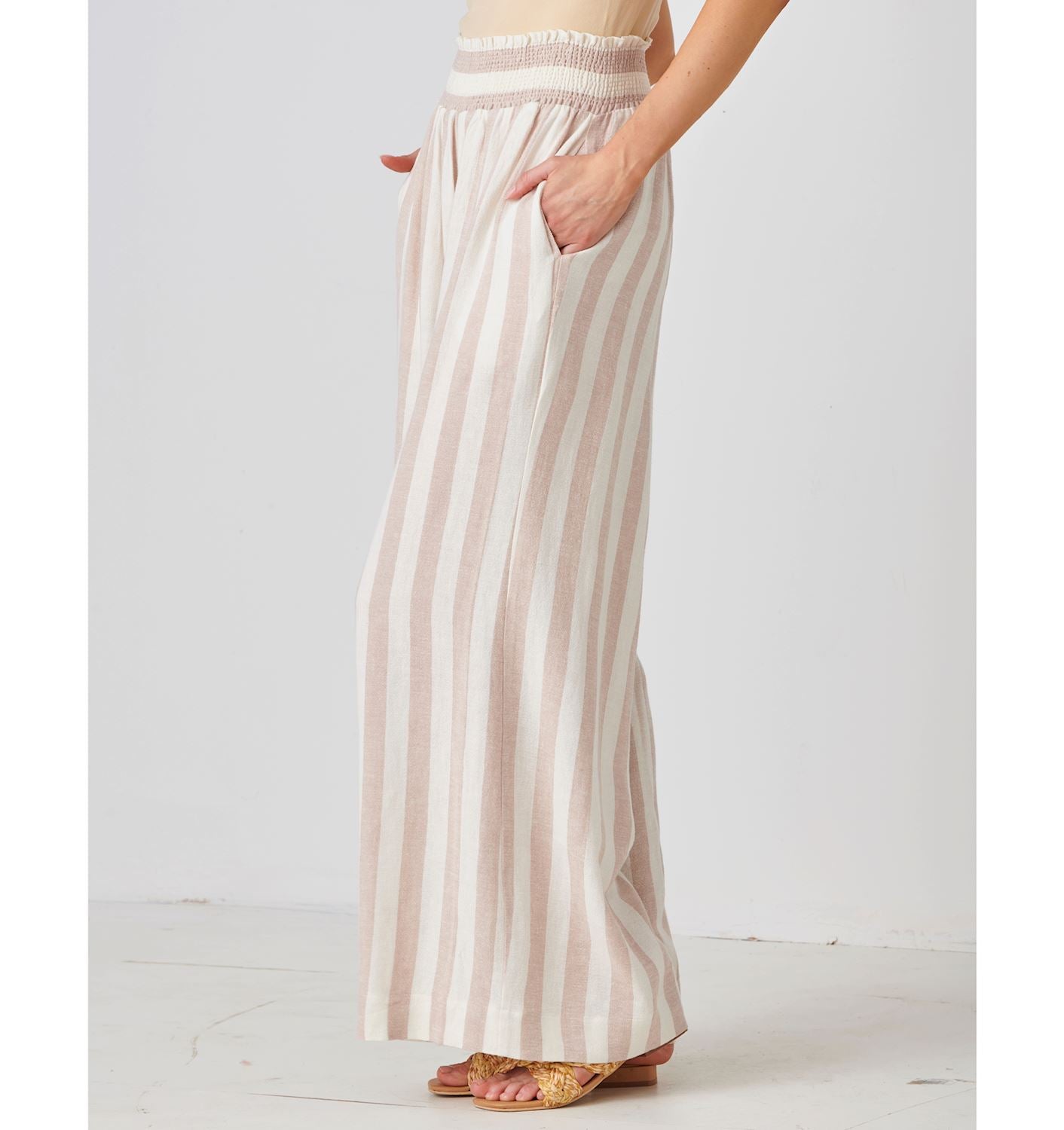 Linen Blend Striped Pant