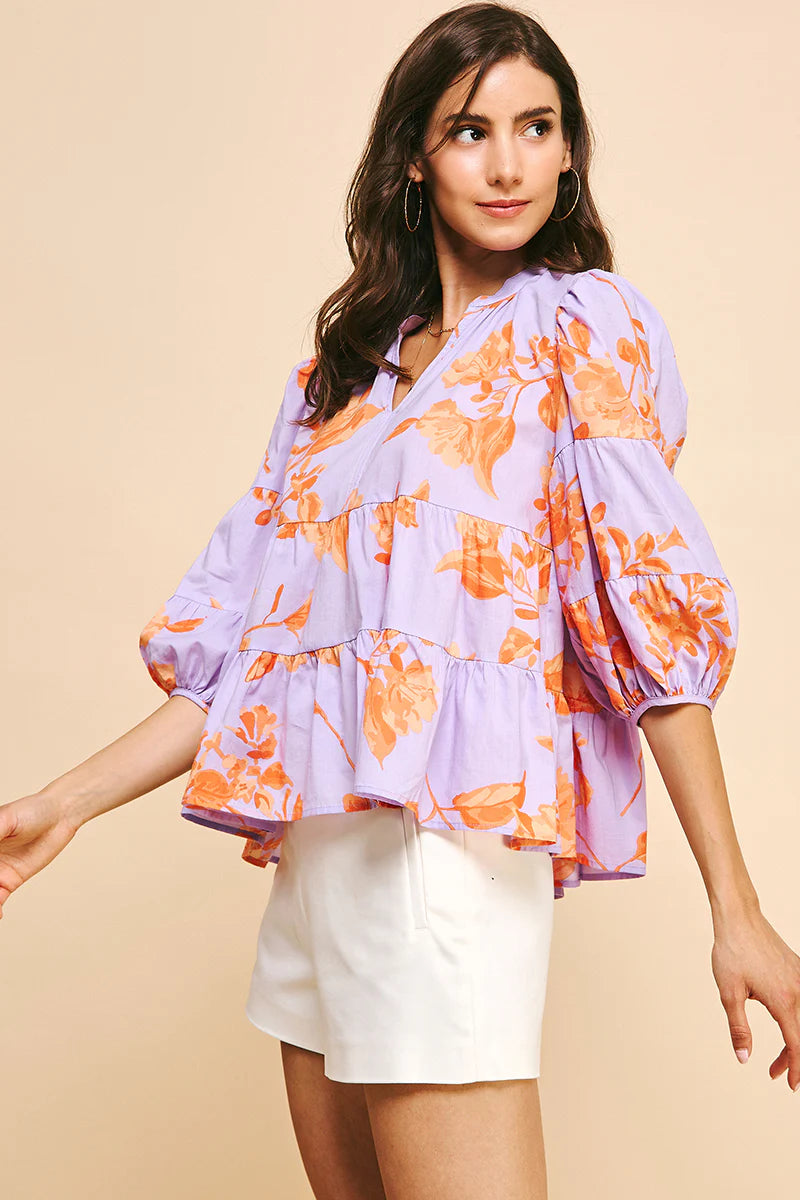 Lavender Tiered Blouse