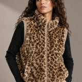 Bianca Leopard Faux Fur Rib Trim Vest