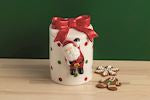 Hand painted Bow Santa Cookie Jar