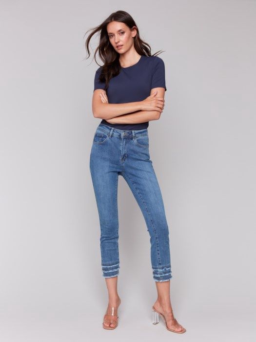 Frayed Hem Ankle Pant