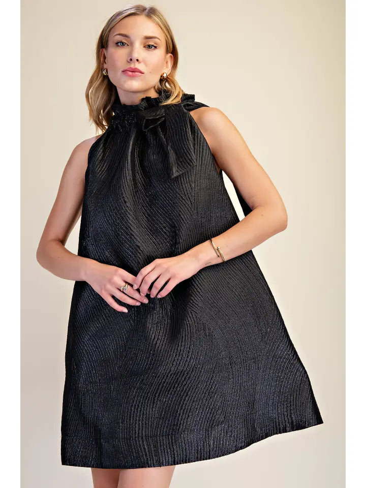 Mira Metallic Halter Dress