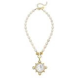 Gold & Silver Coin w/Pearls Necklace