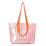 Dual Handled Large Striped Vinyl Tote