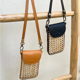 Rattan Cane Cellphone Crossbody