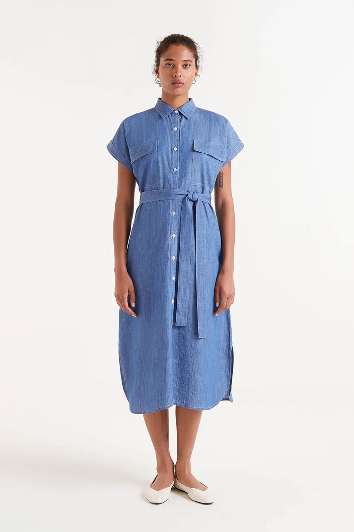 Denim Midi Shirt Dress