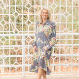 Blue Birds Silk Highlow Dress