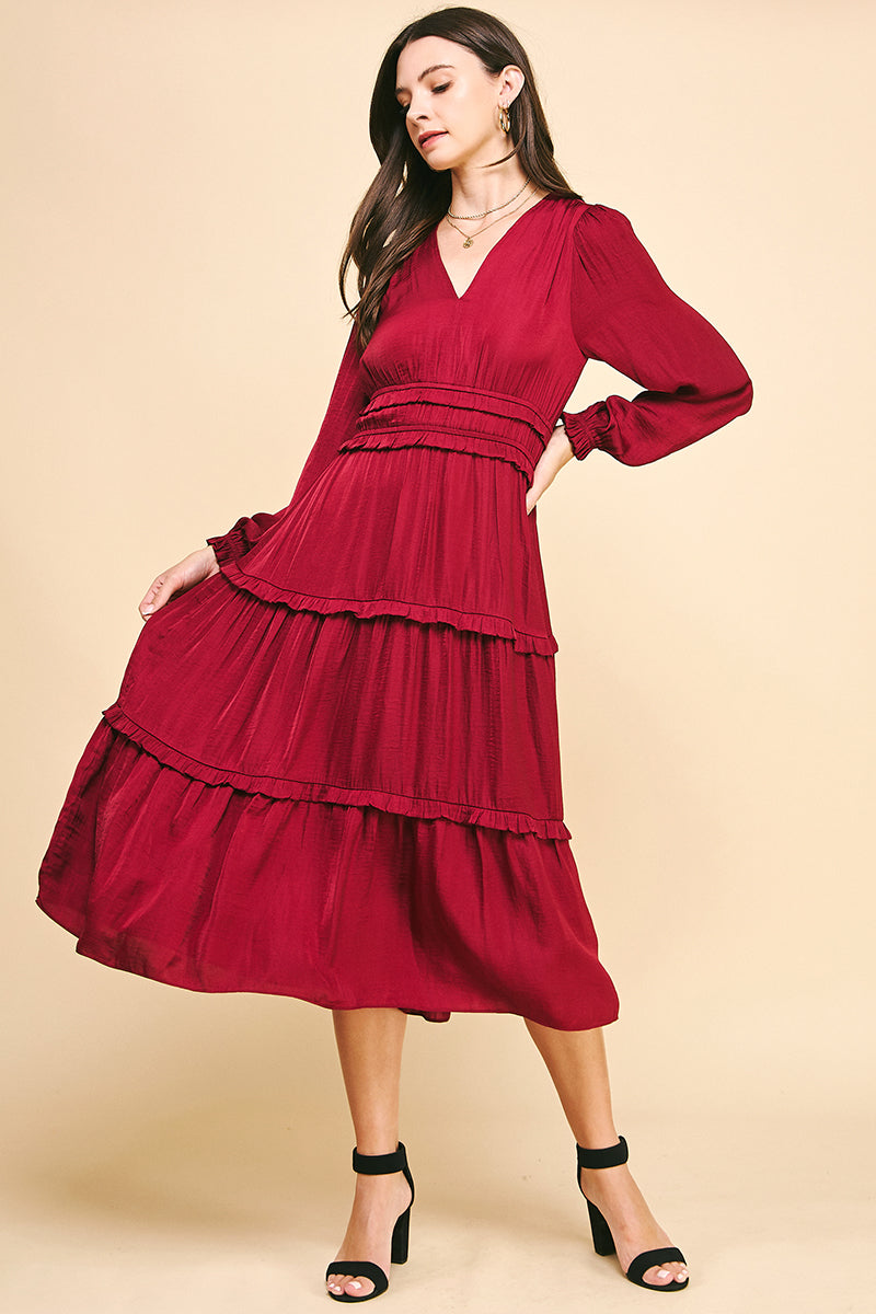 Amelia Satin Tiered Dress