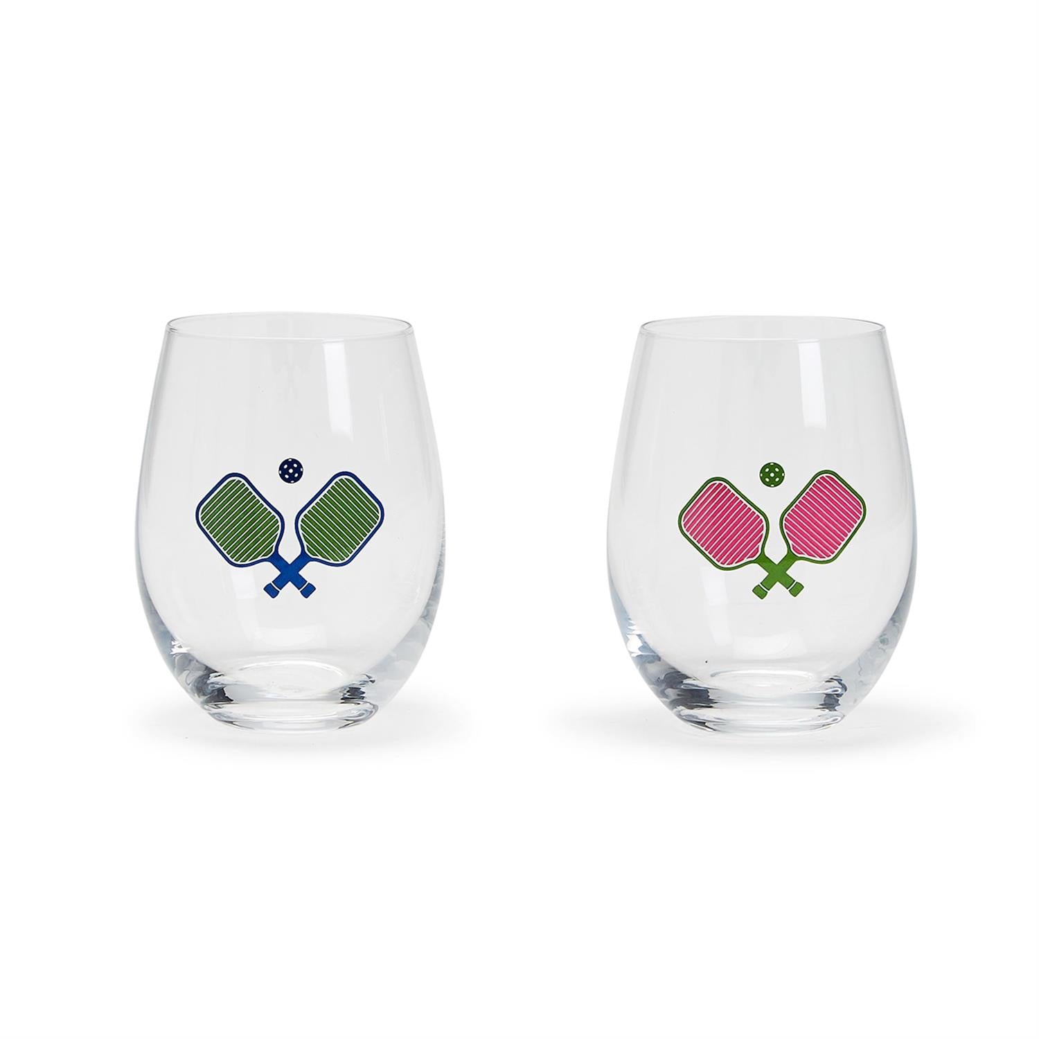 Pickleball Stemless Wineglass -TWO