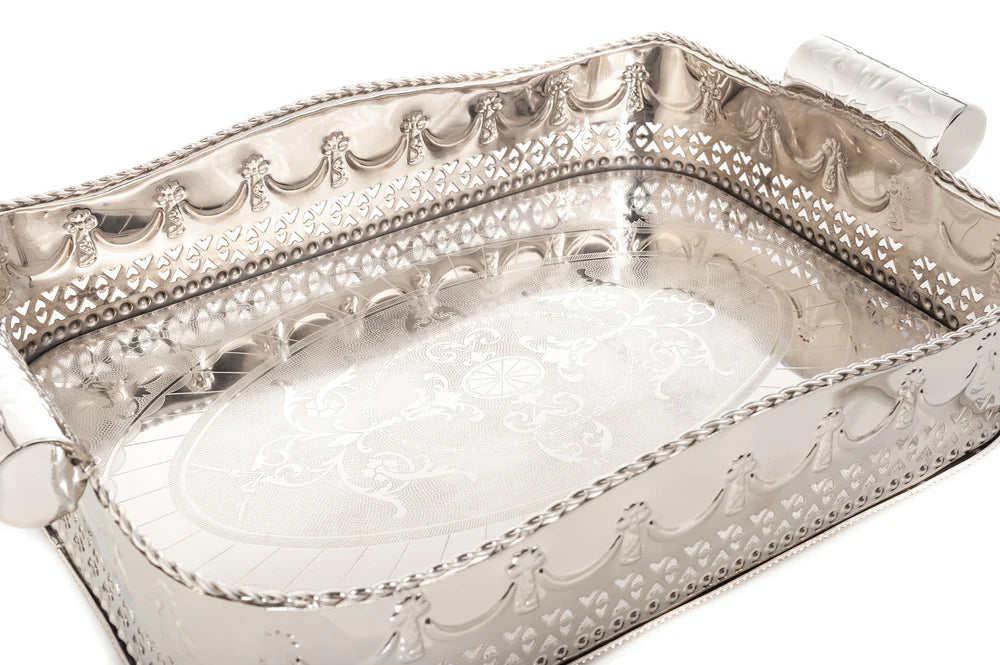 Polished Nickel Embossed Tray - Small